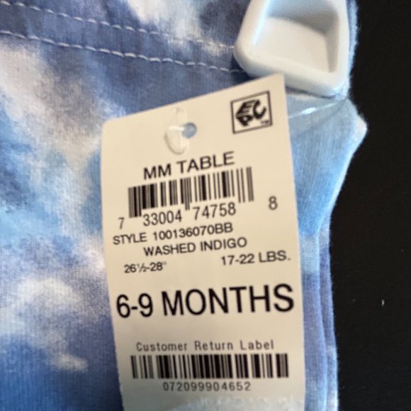 FIRST IMPRESSIONS UNISEXWASHED INDIGO PANTS 6-9 MONTHS - Picture 6 of 6